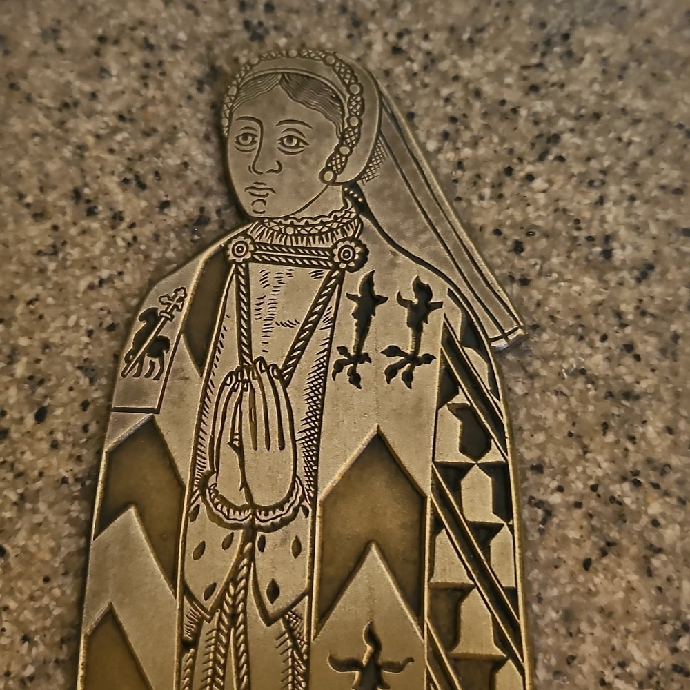 Vtg Lady Elizabeth Verney Monumental Brass Rubbing Etching Plate Plaque - Picture 3 of 6